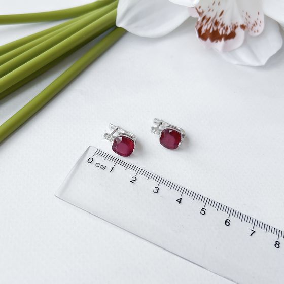 Серебряные серьги с рубином 8.37ct