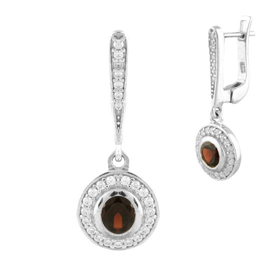 Серебряные серьги с гранатом