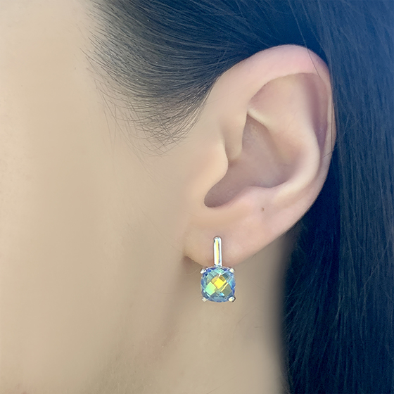 Серебряные серьги с мистик топазом 3.288ct