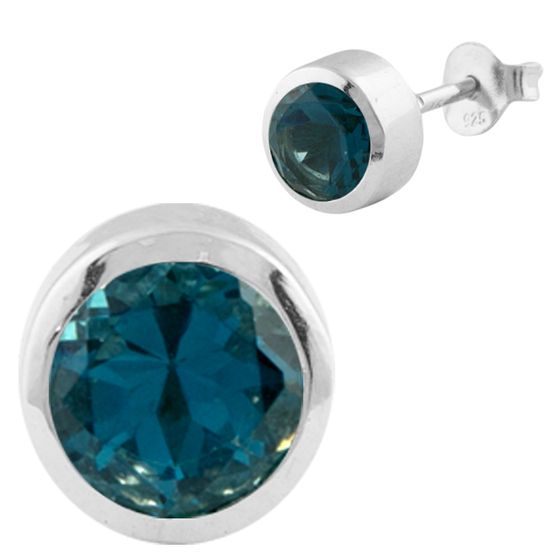 Серебряные серьги с топазом Лондон Блю 0.737ct