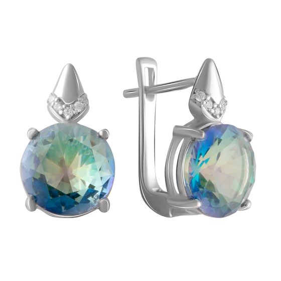 Серебряные серьги с мистик топазом 6.223ct
