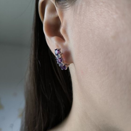 Серебряные серьги с аметистом 2.99ct