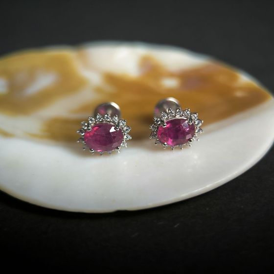 Серебряные серьги с рубином 2.662ct
