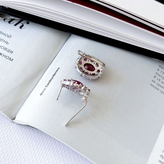 Серебряные серьги с рубином 10.471ct
