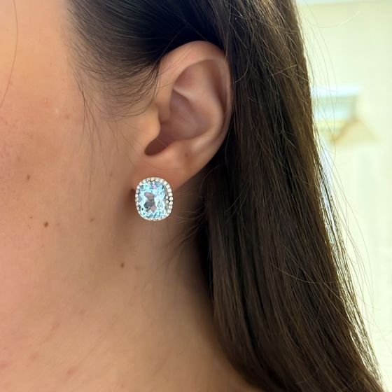 Серебряные серьги с топазом 13.49ct, фианитами