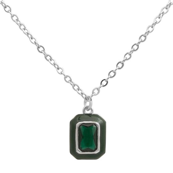 Серебряное колье с фианитами, емаллю