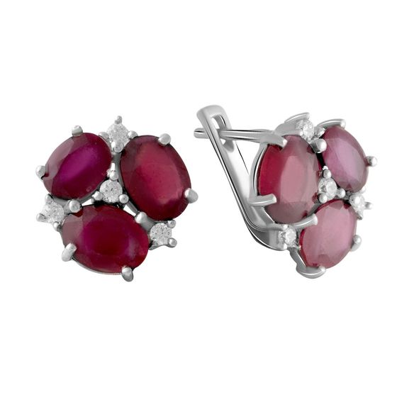Серебряные серьги с рубином 4.886ct