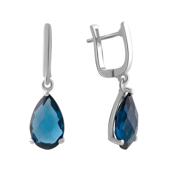 Серебряные серьги с топазом Лондон Блю 7.425ct