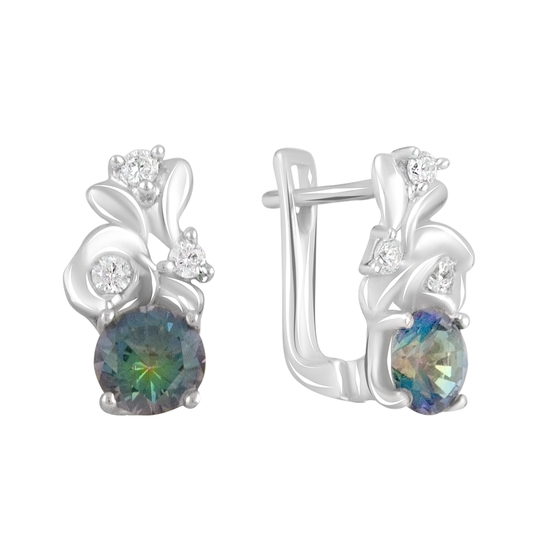 Серебряные серьги с мистик топазом 1.355ct