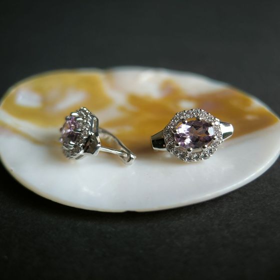 Серебряные серьги с аметистом 2.998ct