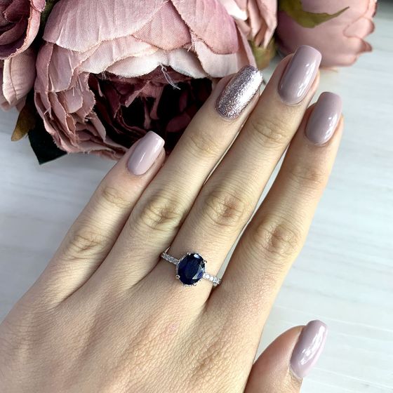 Серебряное кольцо с сапфиром nano 1.826ct