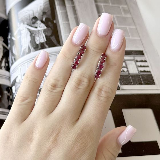 Серебряные серьги с рубином 4.05ct