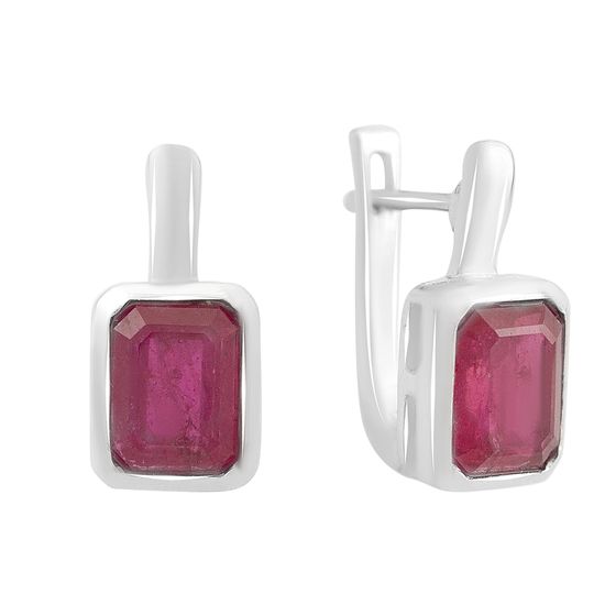 Серебряные серьги с рубином 4.3ct