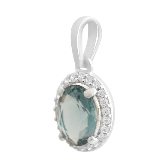 Серебряная подвеска с топазом Лондон Блю 1.031ct, фианитами