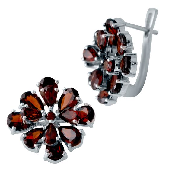 Серебряные серьги с гранатом 6.031ct