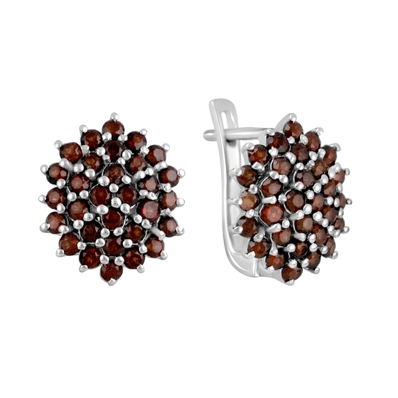 Серебряные серьги с гранатом 2.882ct