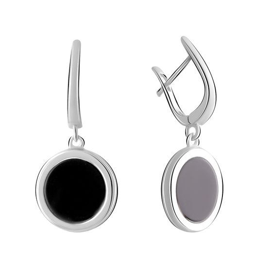 Серебряные серьги с ониксом 3.519ct