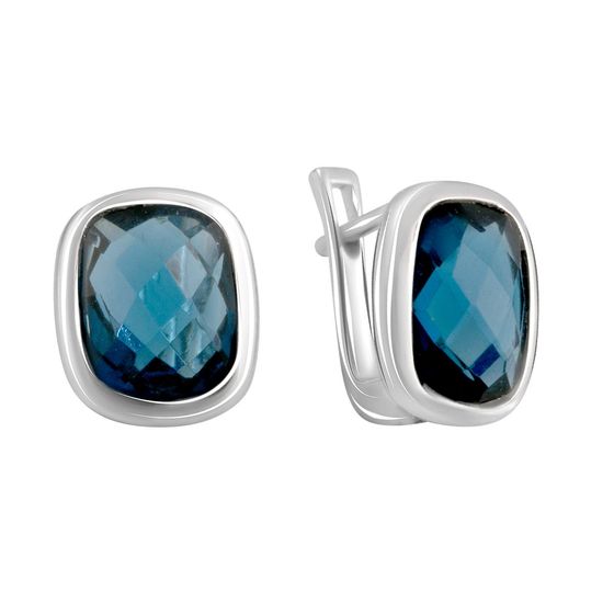 Серебряные серьги с топазом Лондон Блю 4.823ct