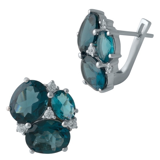 Серебряные серьги с топазом Лондон Блю
