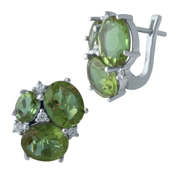 Серебряные серьги с султанитом 8.03ct