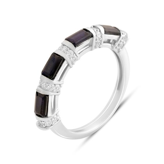 Серебряное кольцо с сапфиром 2.467ct, фианитами