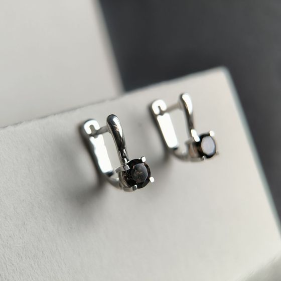 Серебряные серьги с раухтопазом (дымчатым кварцем) 0.942ct