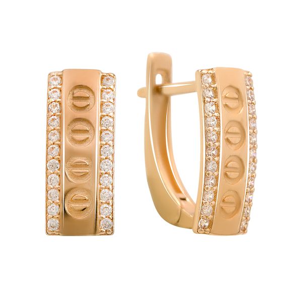 Золотые серьги с фианитами 0.22ct
