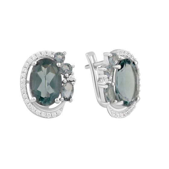 Серебряные серьги с топазом Лондон Блю 6.91ct