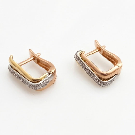 Золотые серьги с фианитами 0.72ct