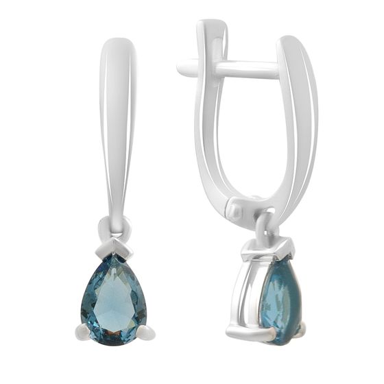 Серебряные серьги с топазом Лондон Блю 0.95ct