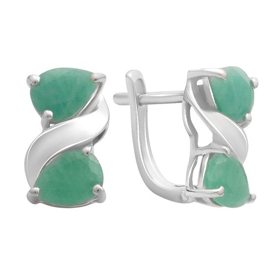 Серебряные серьги с изумрудом 4.058ct