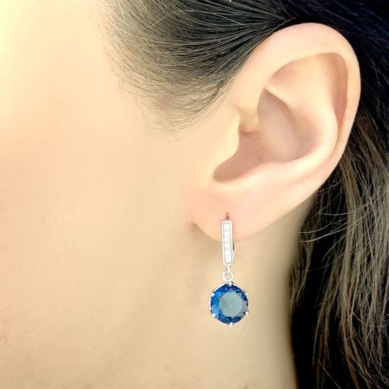 Серебряные серьги с топазом Лондон Блю 4.597ct