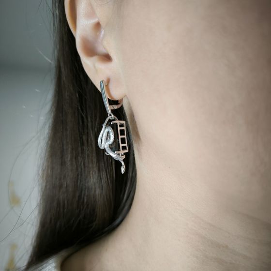 Серебряные серьги с раухтопазом (дымчатым кварцем) 15.158ct