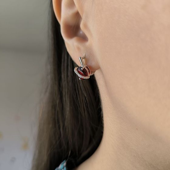 Серебряные серьги с гранатом 3.331ct