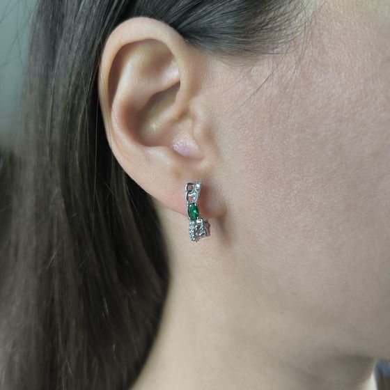 Серебряные серьги с изумрудом nano 0.638ct