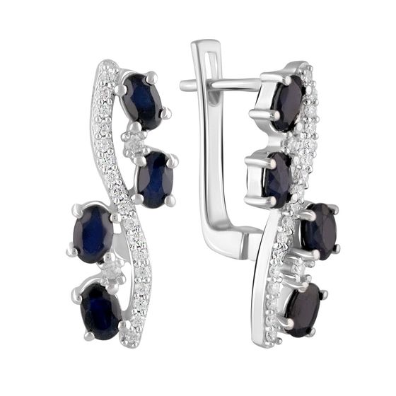 Серебряные серьги с сапфиром 1.15ct
