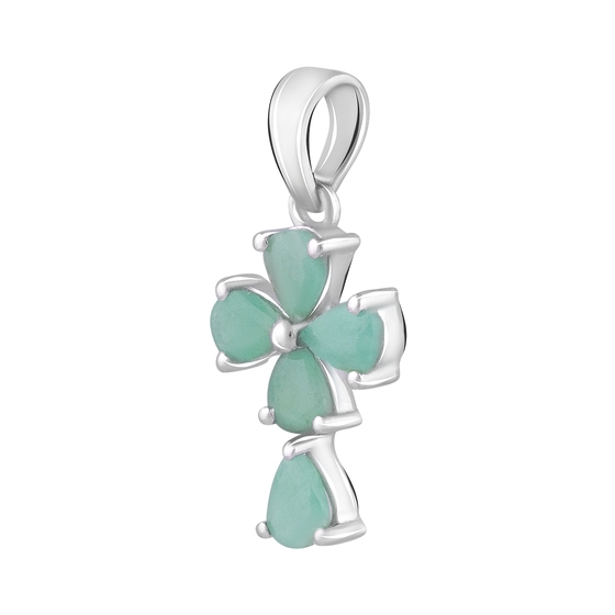 Серебряный крестик с изумрудом 1.48ct