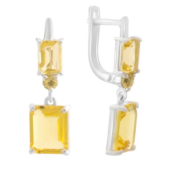 Серебряные серьги с цитрином nano 7.808ct