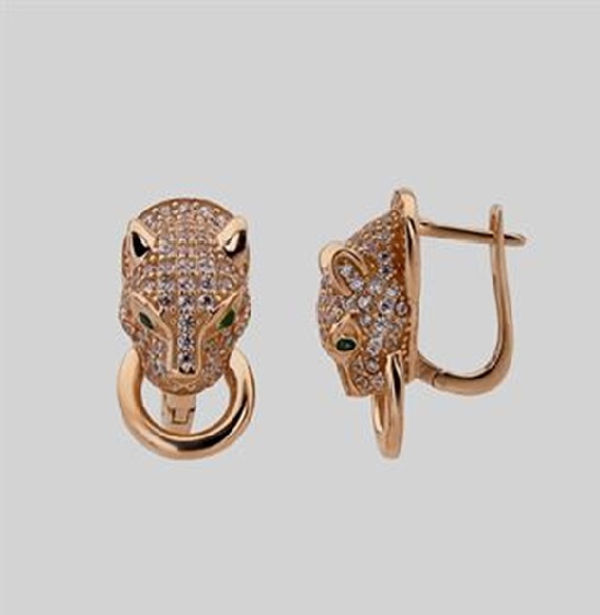 Золотые серьги с фианитами 1.64ct