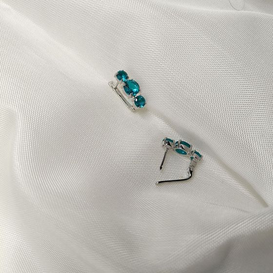 Серебряные серьги с изумрудом nano 3.2ct