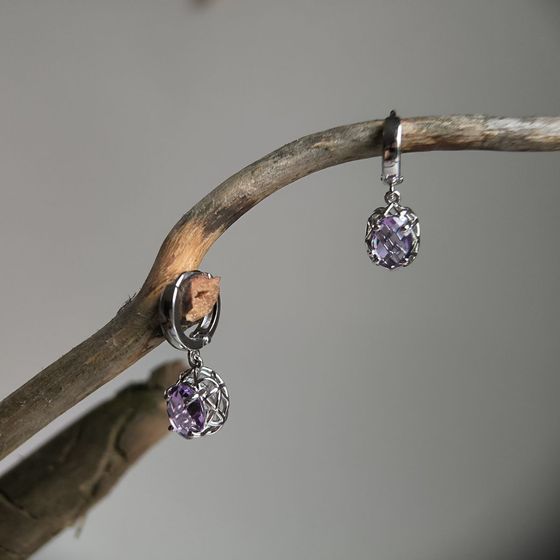 Серебряные серьги с аметистом 2.175ct