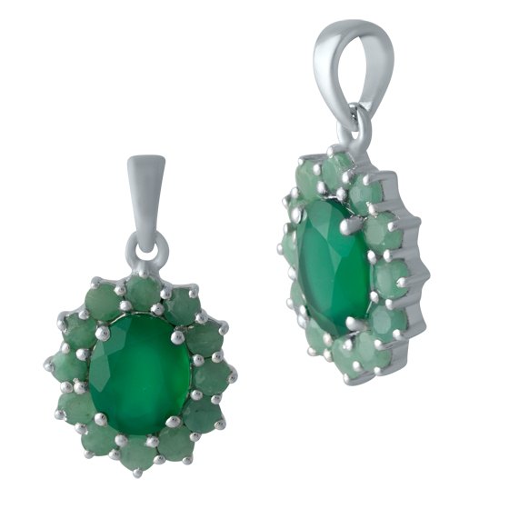 Серебряная подвеска с изумрудом 3.859ct