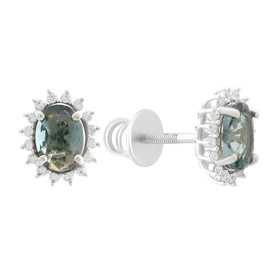 Серебряные серьги с топазом Лондон Блю 1.467ct