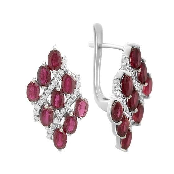Серебряные серьги с рубином 7.101ct