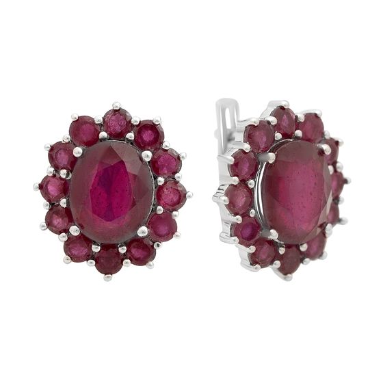Серебряные серьги с рубином 5.59ct