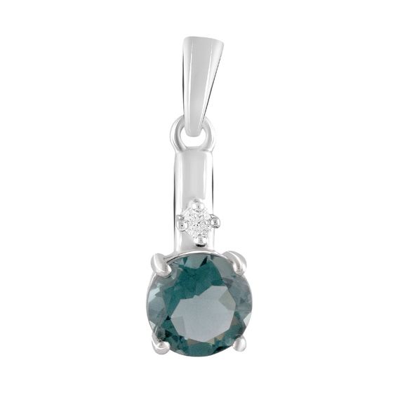 Серебряная подвеска с топазом Лондон Блю 1.6ct, фианитами