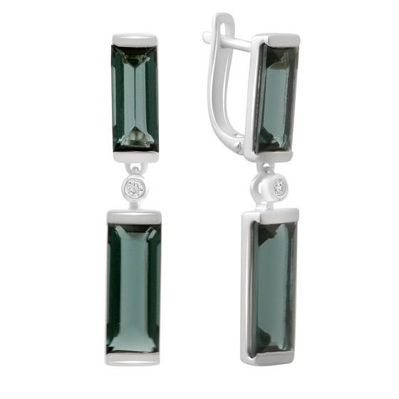 Серебряные серьги с топазом Лондон Блю 9.524ct