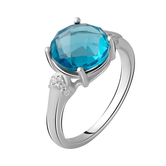 Серебряное кольцо с топазом Лондон Блю 2.875ct