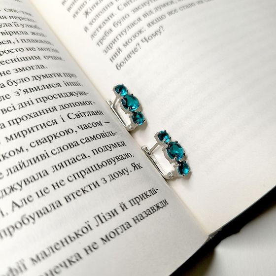 Серебряные серьги с изумрудом nano 3.2ct