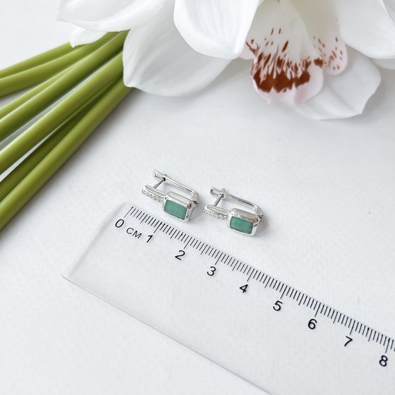 Серебряные серьги с изумрудом 1.923ct